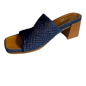 BareTraps Sandals, Style Brenda, Denim, Weave, Block, Chunky, Sz 10
